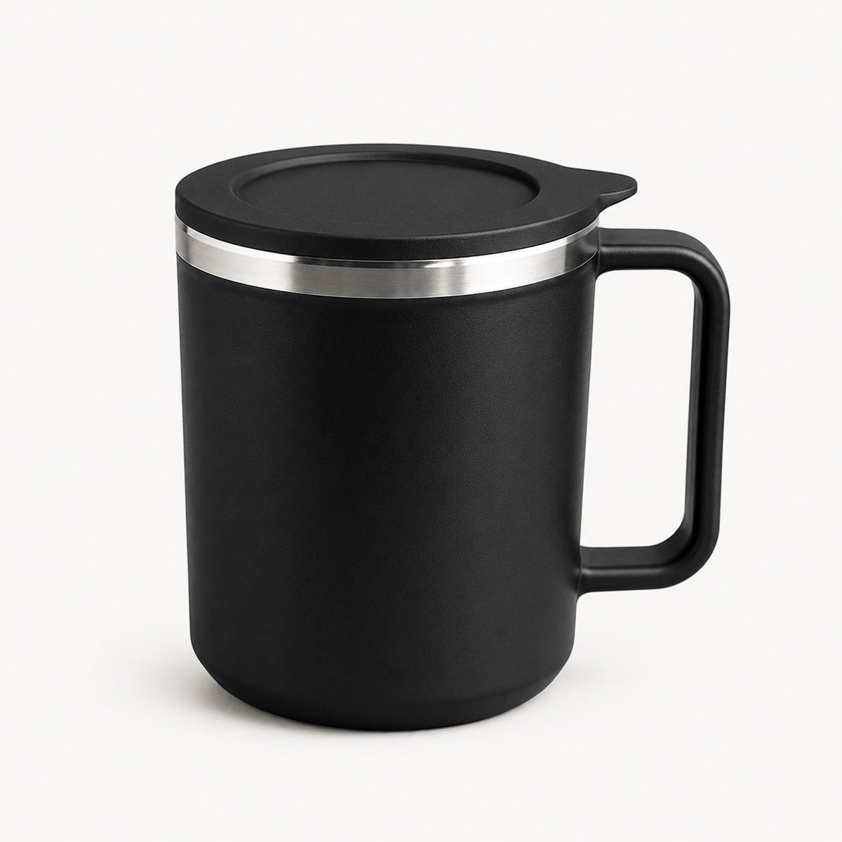Stainless Steel insulated coffee travel mug with lid Black 400ml