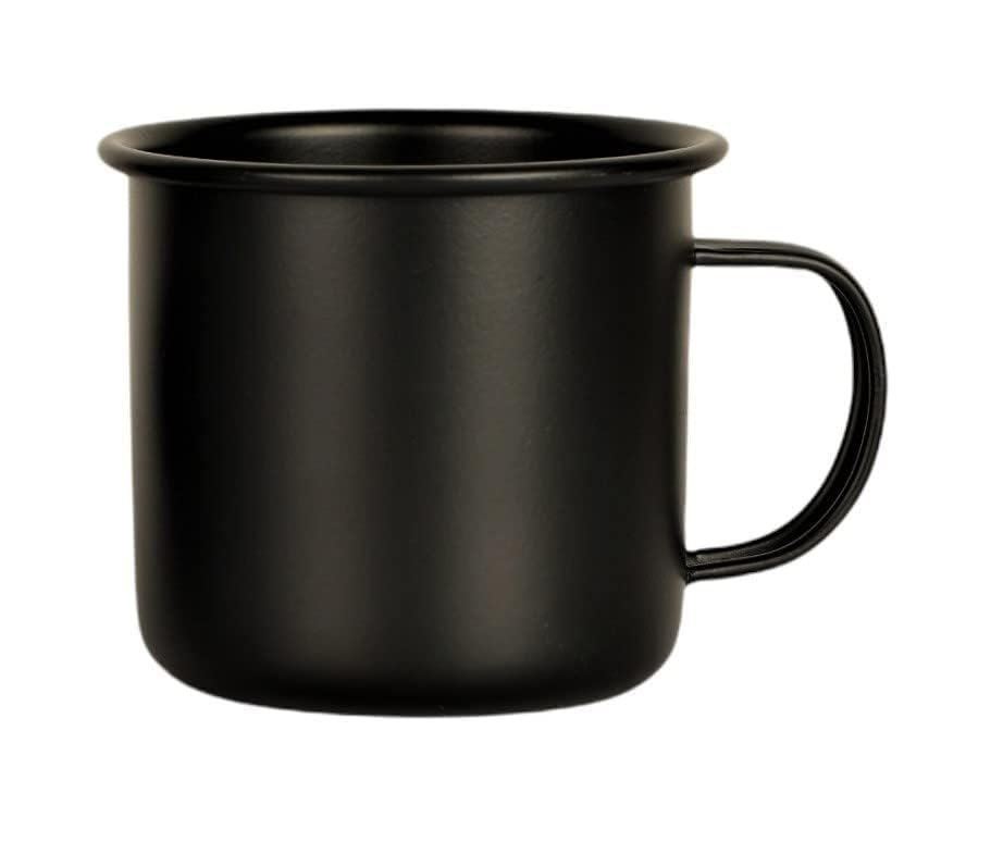 black enamel coffee mug
