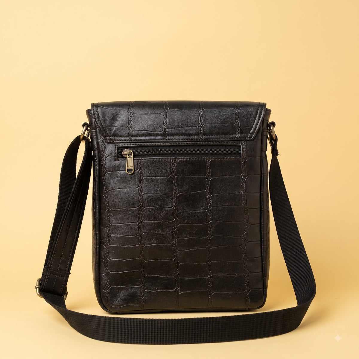 Black Genuine leather cross bags for men