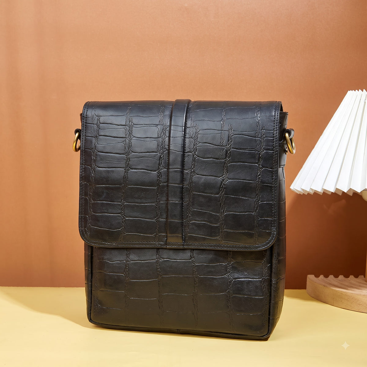 Black Genuine leather cross bags for men