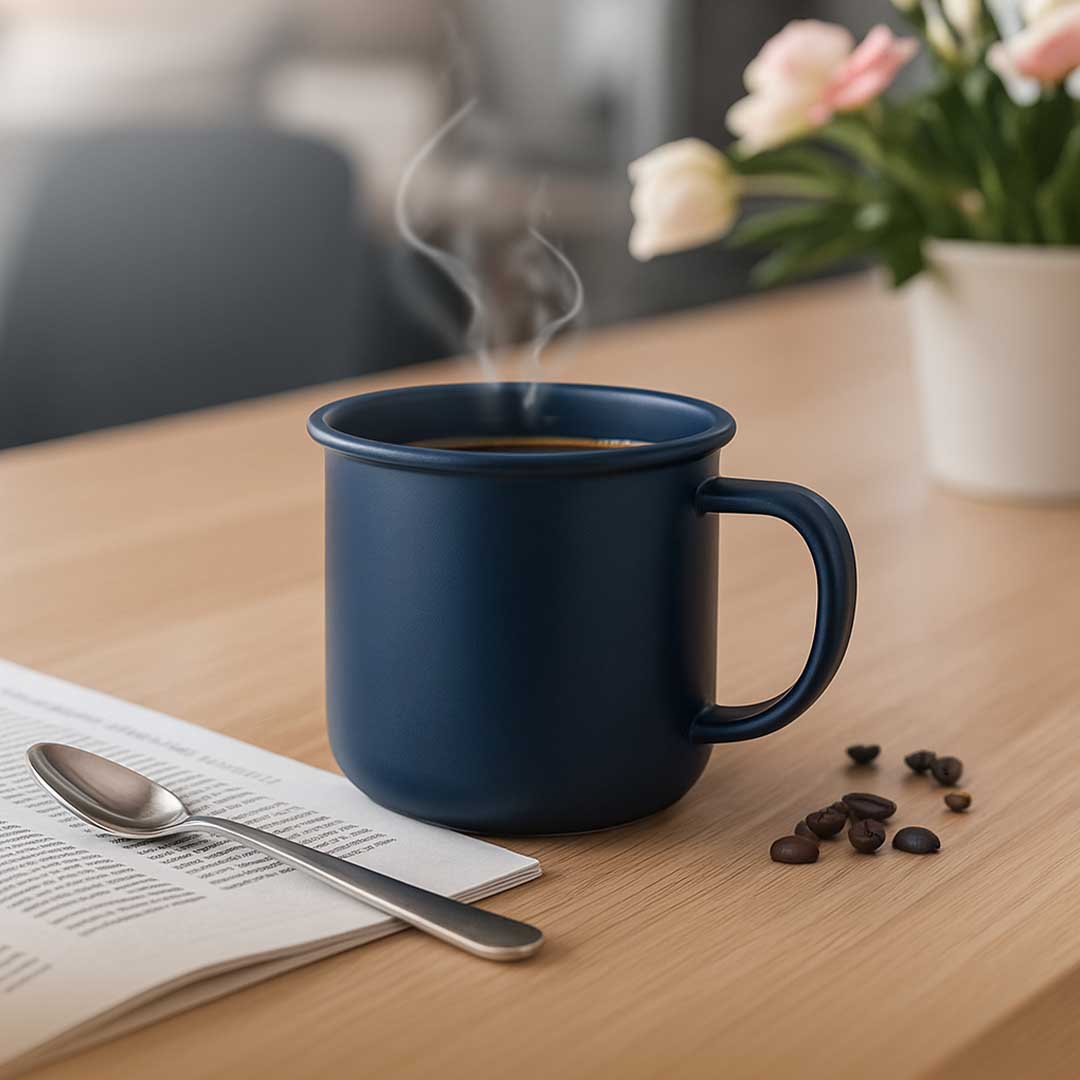 blue enamel coffee mug